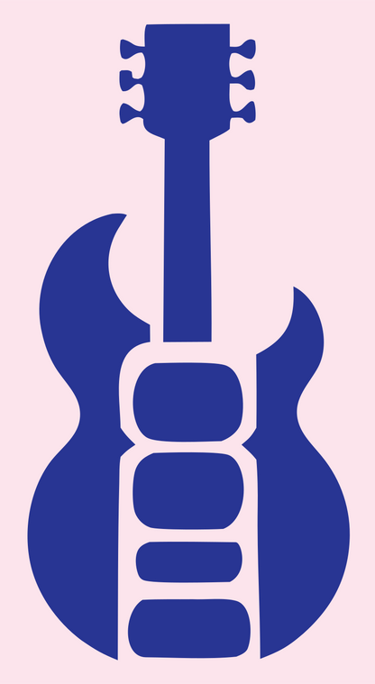 Blocky Electric Guitar Badge #fce4ec/#283593
