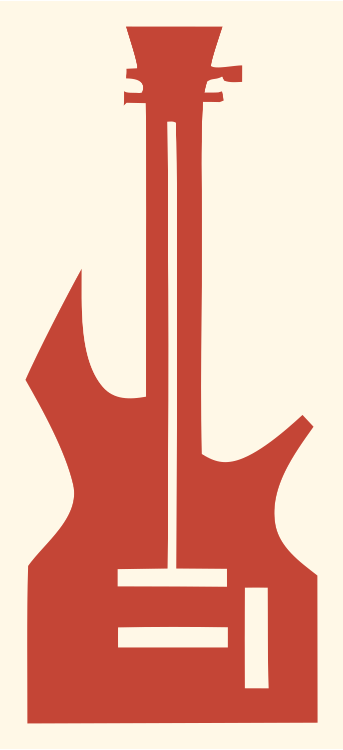 Heavy Metal Guitar Silhouette Mark #fff8e7/#c44536