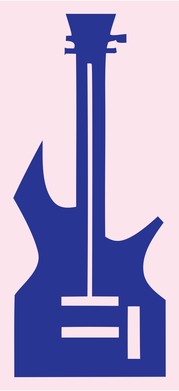 Heavy Metal Guitar Silhouette Mark #fce4ec/#283593