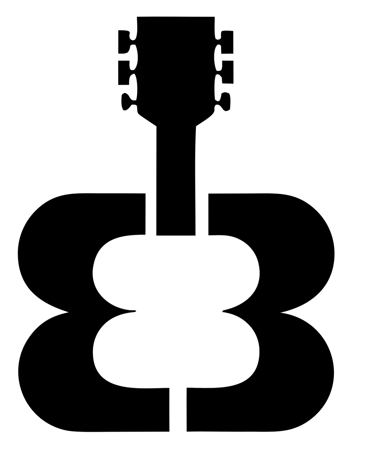 Negative Space Guitar Headstock Crest #ffffff/#000000
