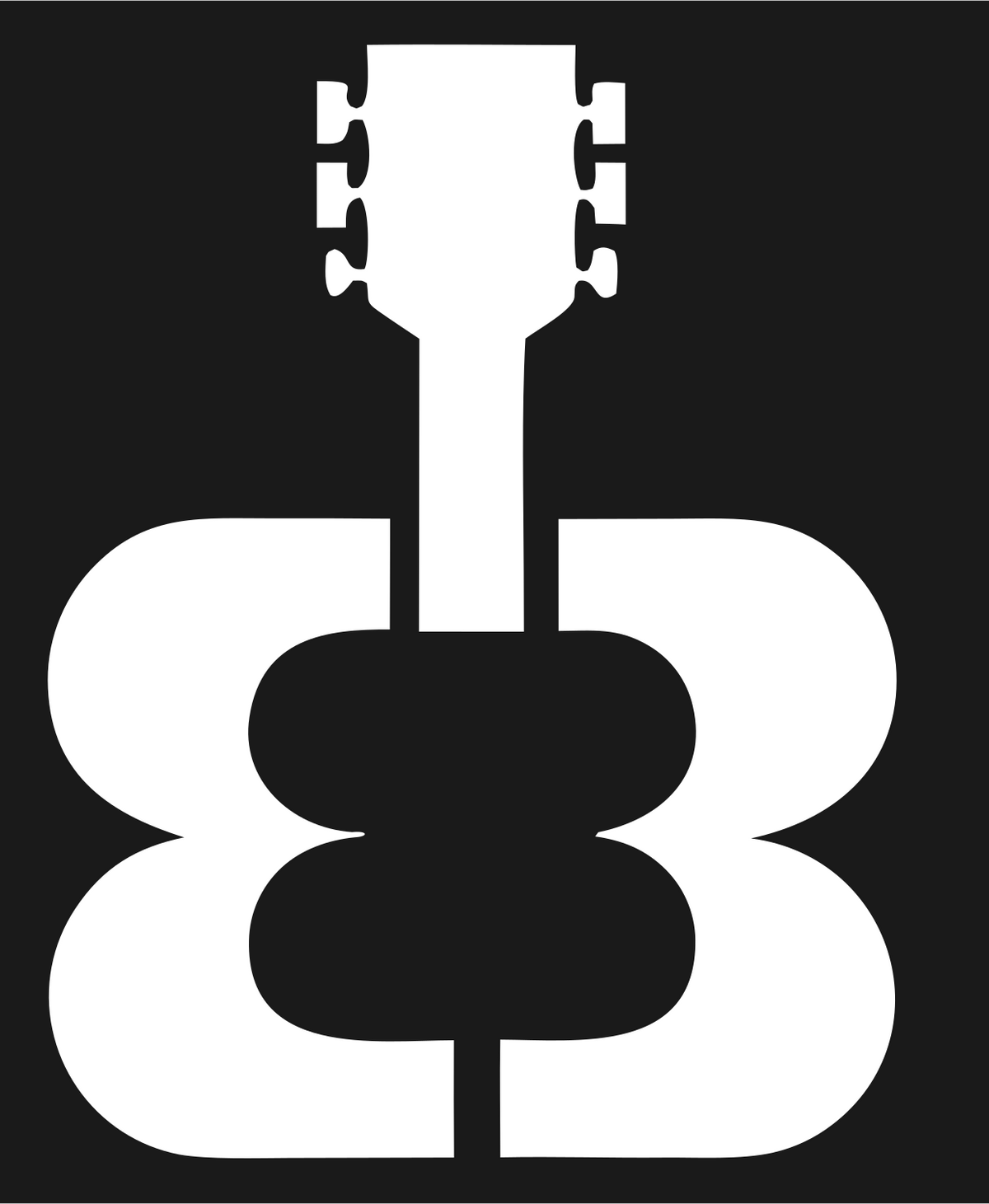Negative Space Guitar Headstock Crest #1a1a1a/#ffffff
