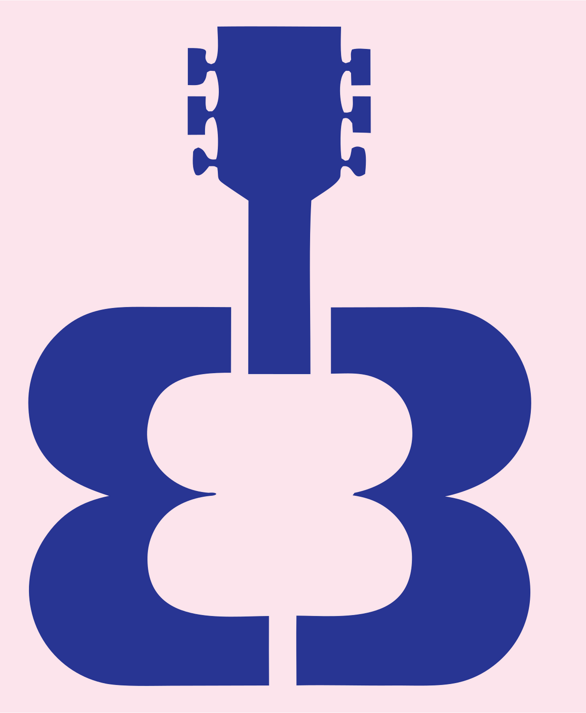Negative Space Guitar Headstock Crest #fce4ec/#283593