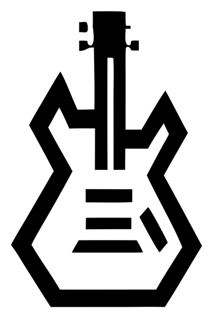 Blocky Guitar Outline Emblem #ffffff/#000000