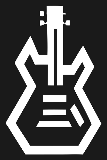 Blocky Guitar Outline Emblem #1a1a1a/#ffffff