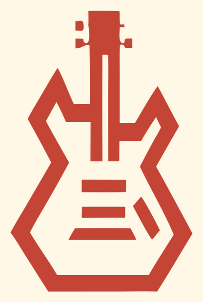Blocky Guitar Outline Emblem #fff8e7/#c44536
