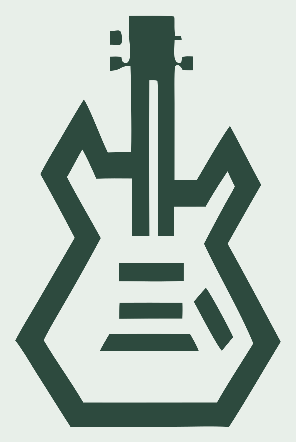 Blocky Guitar Outline Emblem #e8efe9/#2d4a3e