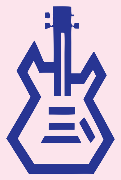 Blocky Guitar Outline Emblem #fce4ec/#283593