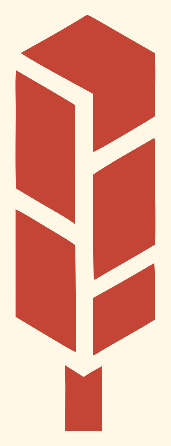 Geometric Feather Block Logo #fff8e7/#c44536