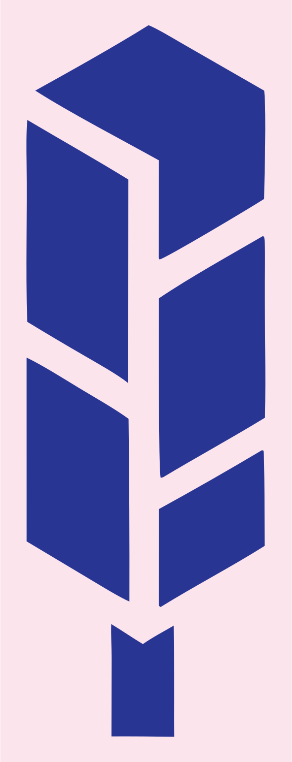 Geometric Feather Block Logo #fce4ec/#283593