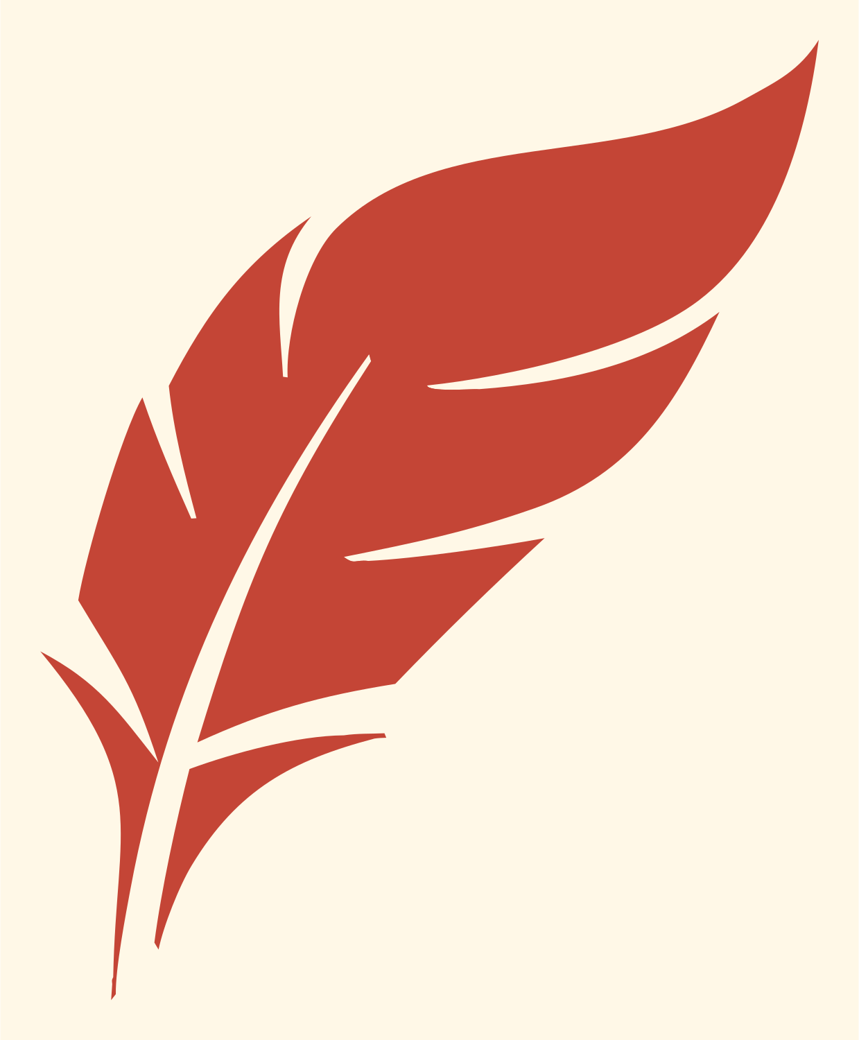 Bold Feather Quill Badge #fff8e7/#c44536