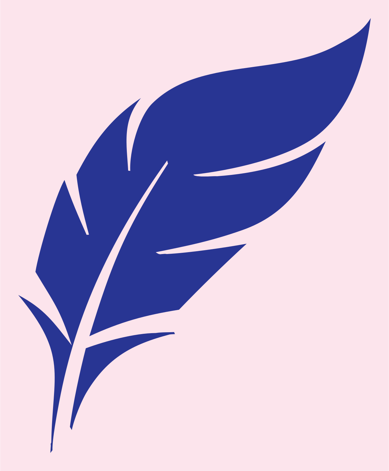 Bold Feather Quill Badge #fce4ec/#283593