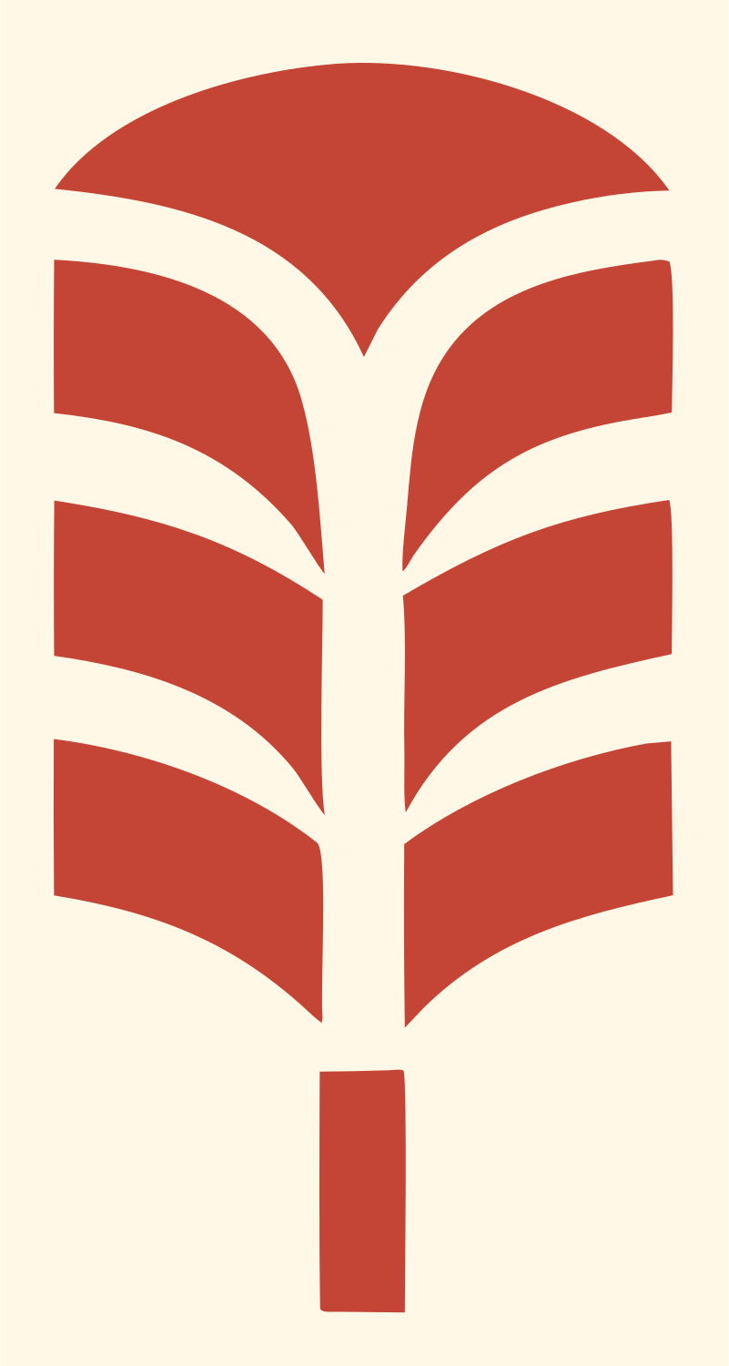 Bold Palm Feather Mark #fff8e7/#c44536