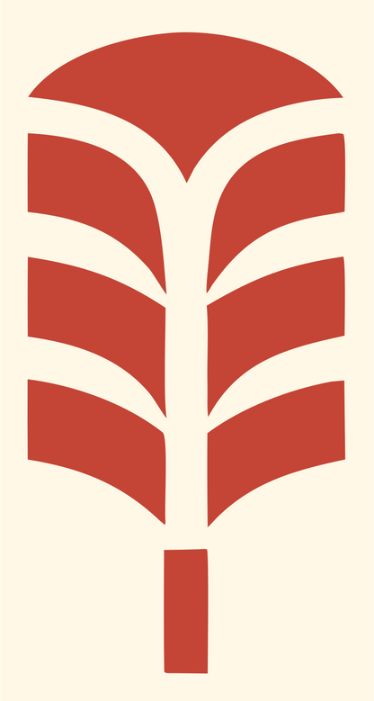 Bold Palm Feather Mark #fff8e7/#c44536