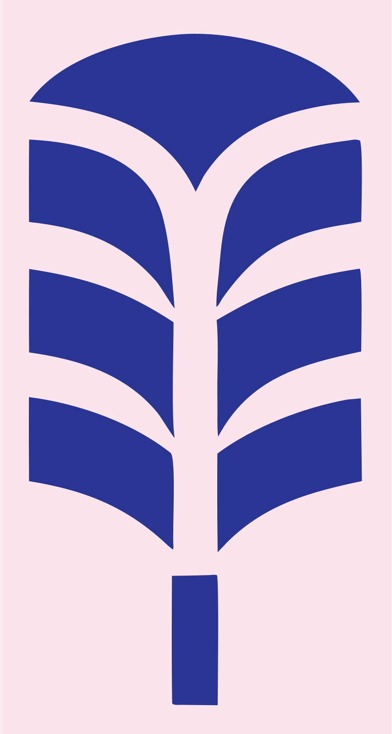 Bold Palm Feather Mark #fce4ec/#283593