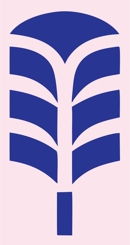 Bold Palm Feather Mark #fce4ec/#283593