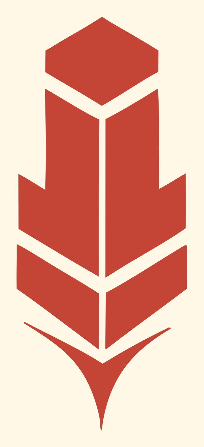 Geometric Feather Segment Badge #fff8e7/#c44536