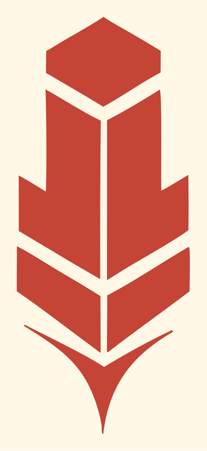 Geometric Feather Segment Badge #fff8e7/#c44536