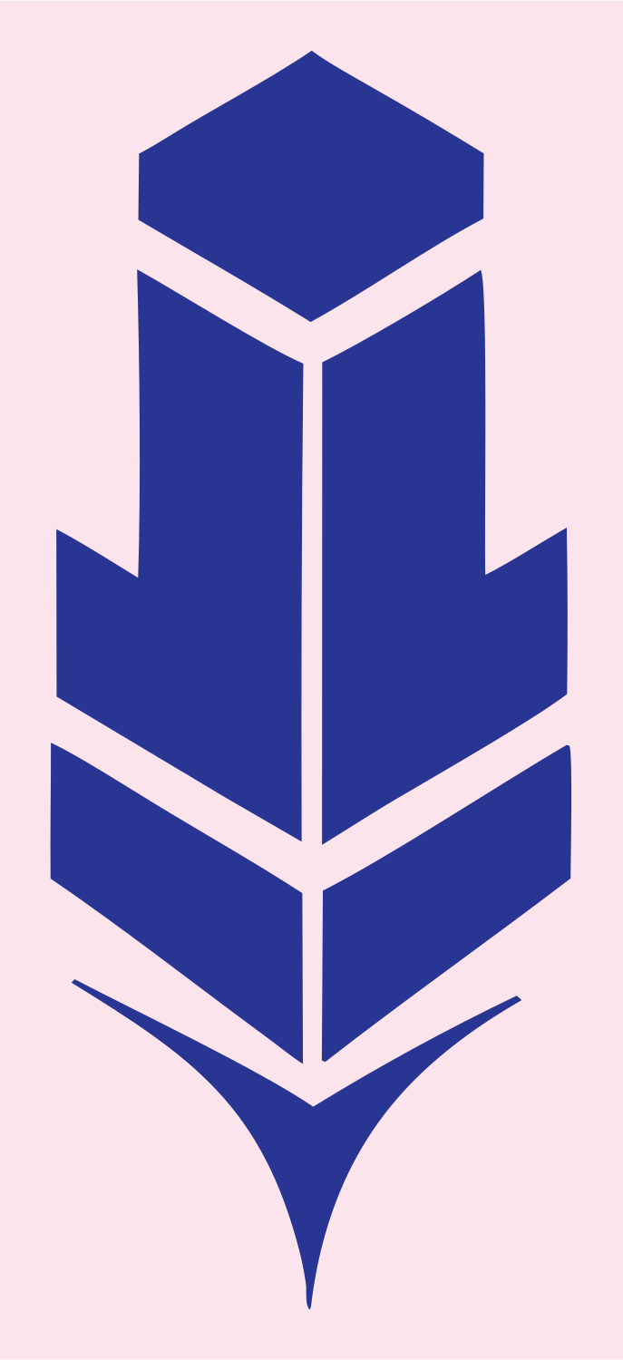 Geometric Feather Segment Badge #fce4ec/#283593