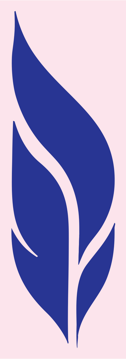 Negative Space Feather Split Mark #fce4ec/#283593