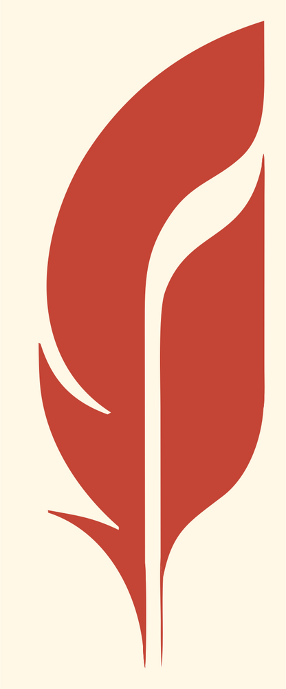 Negative Space Quill Writing Logo #fff8e7/#c44536