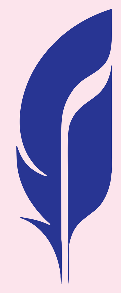 Negative Space Quill Writing Logo #fce4ec/#283593