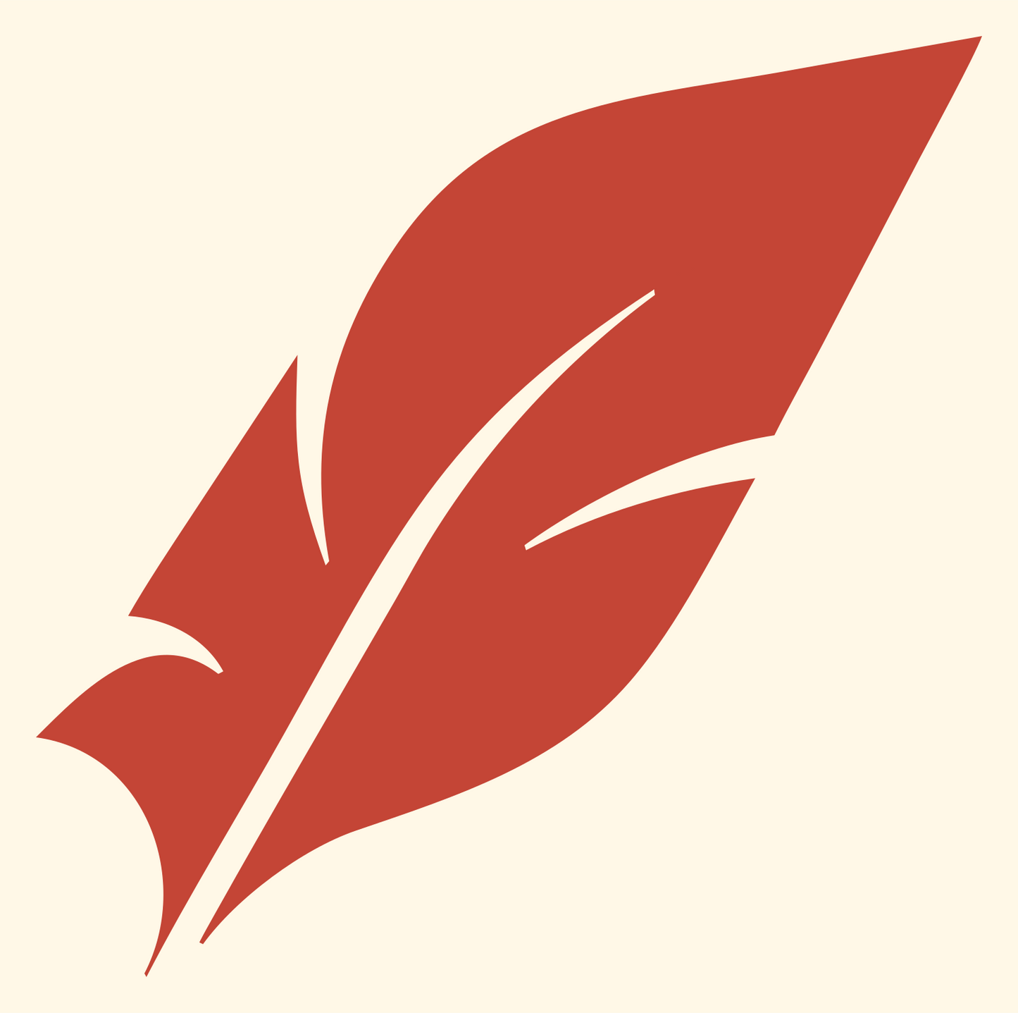 Quill Writing Feather Badge #fff8e7/#c44536