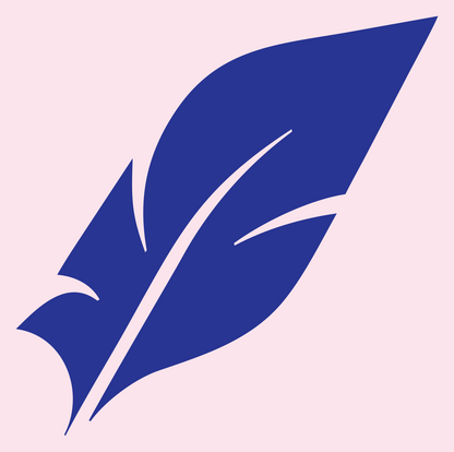 Quill Writing Feather Badge #fce4ec/#283593