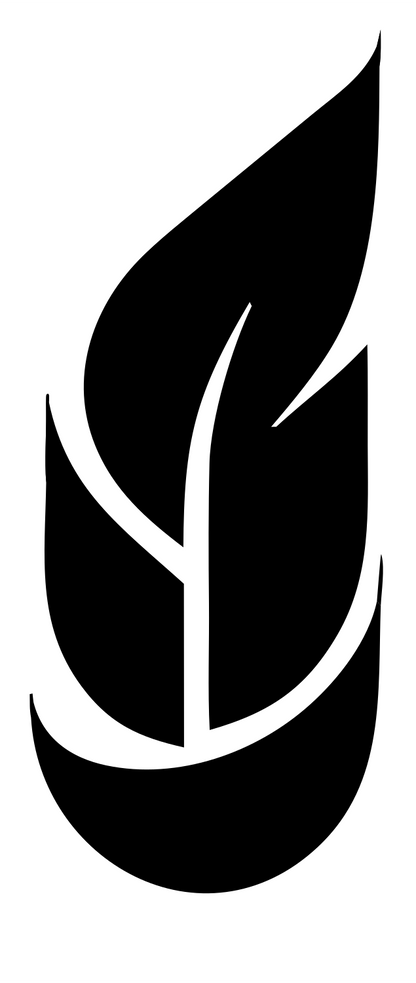 Curved Feather Spine Logo #ffffff/#000000