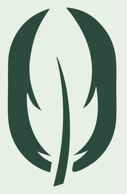 Negative Space Feather Oval Mark #e8efe9/#2d4a3e