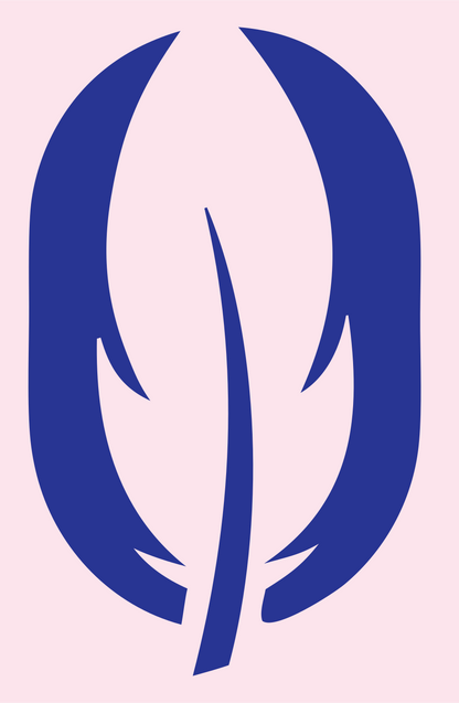 Negative Space Feather Oval Mark #fce4ec/#283593