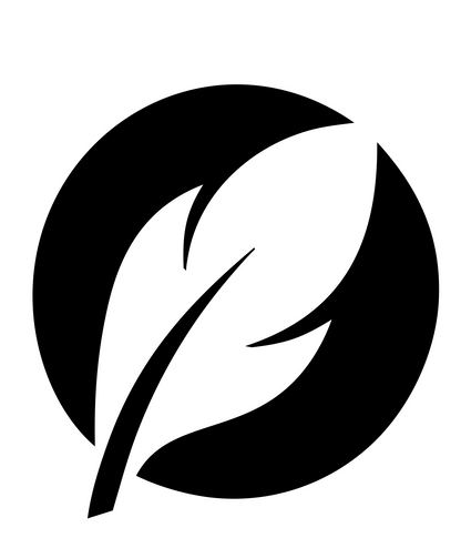Negative Space Feather Circle Badge #ffffff/#000000