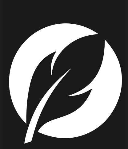 Negative Space Feather Circle Badge #1a1a1a/#ffffff