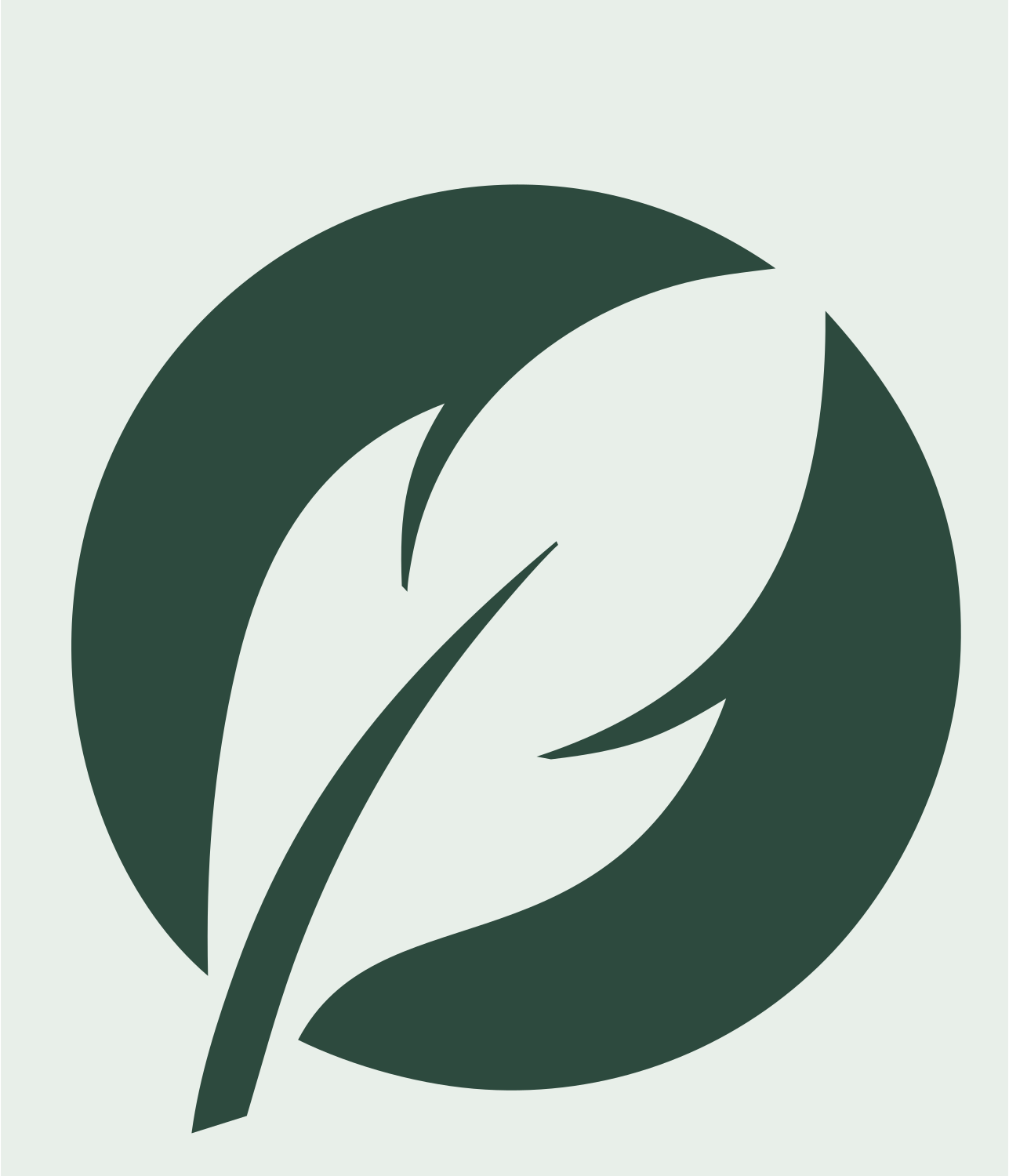 Negative Space Feather Circle Badge #e8efe9/#2d4a3e