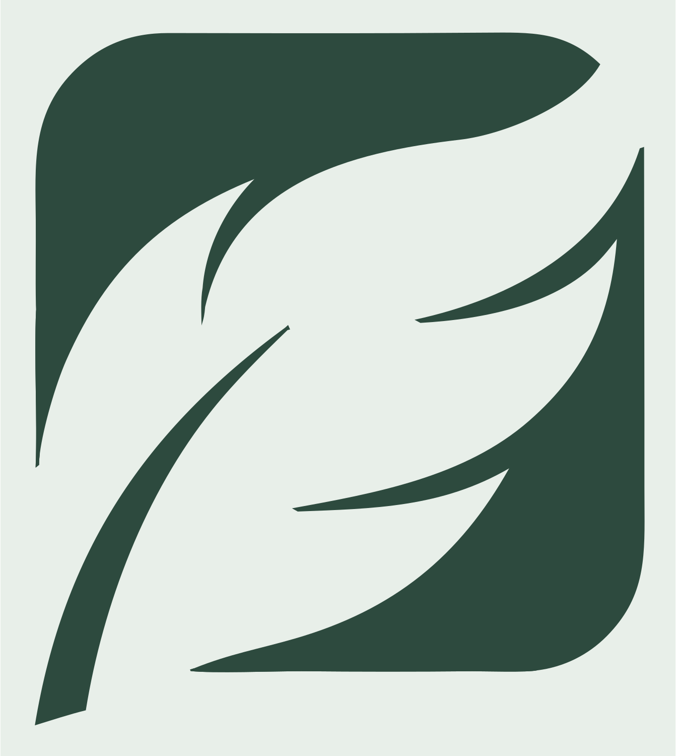 Negative Space Feather Square Badge #e8efe9/#2d4a3e