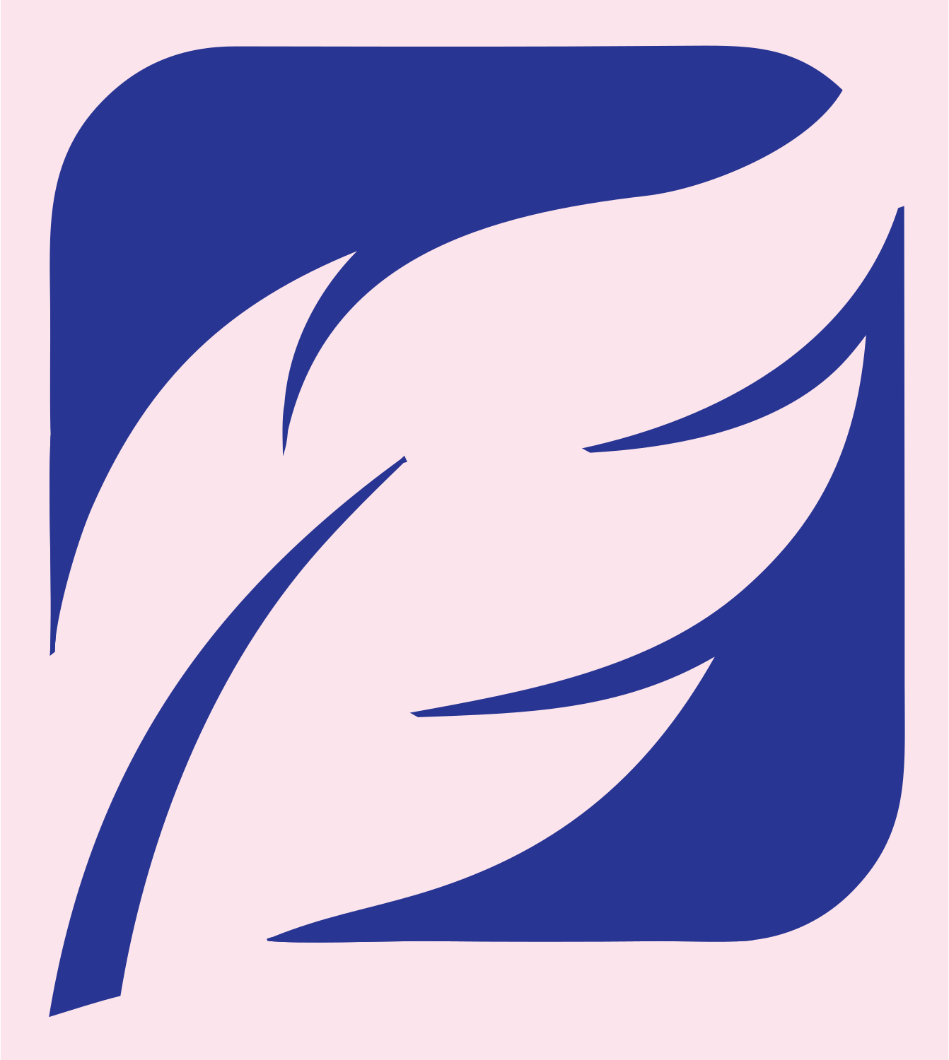 Negative Space Feather Square Badge #fce4ec/#283593