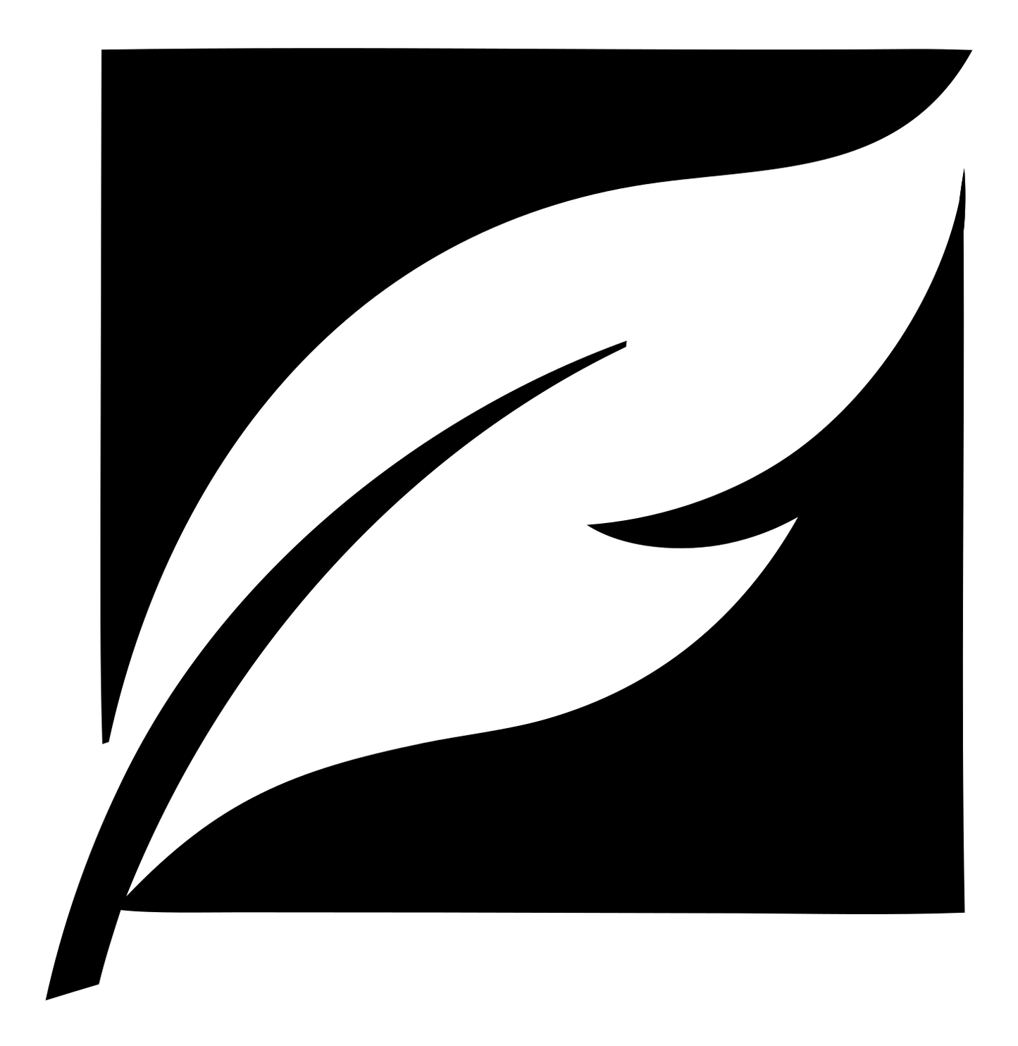 Negative Space Feather Block Icon #ffffff/#000000