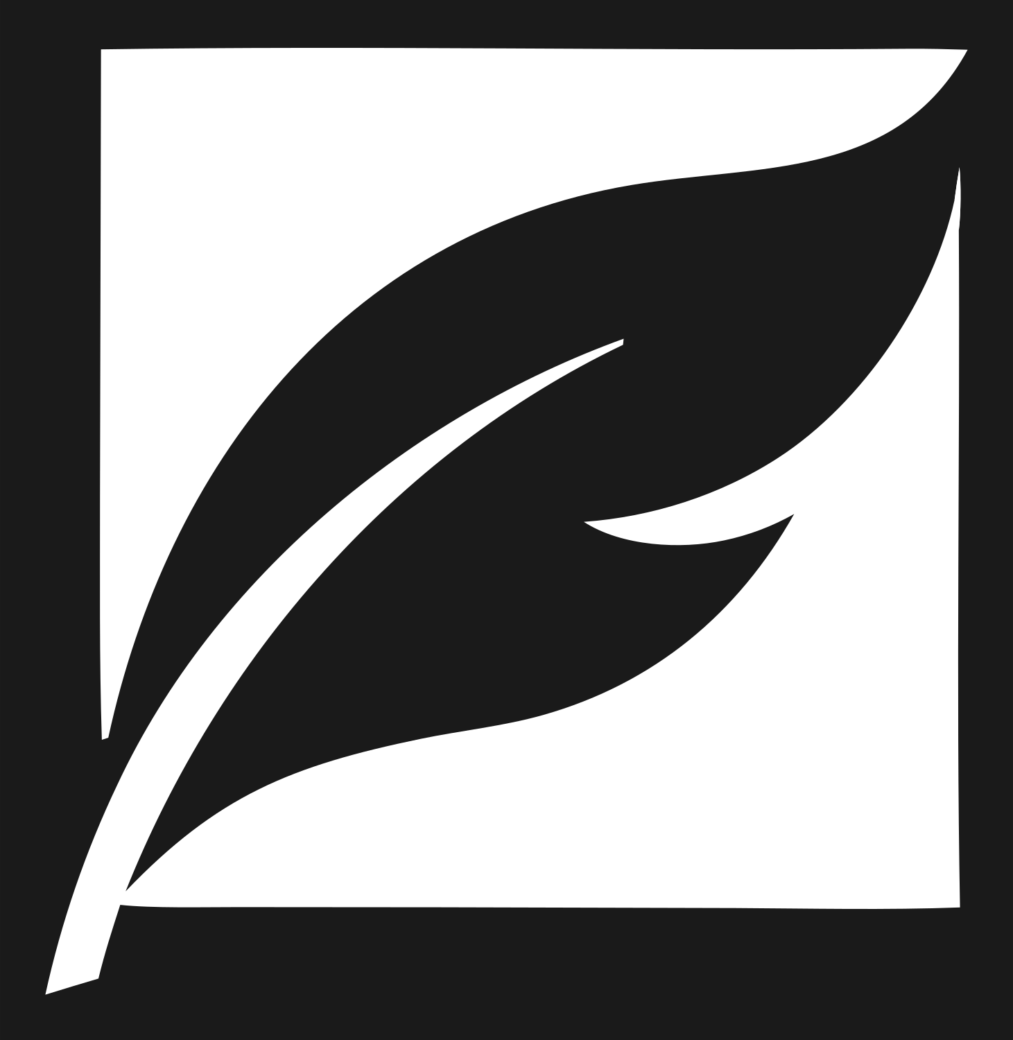 Negative Space Feather Block Icon #1a1a1a/#ffffff