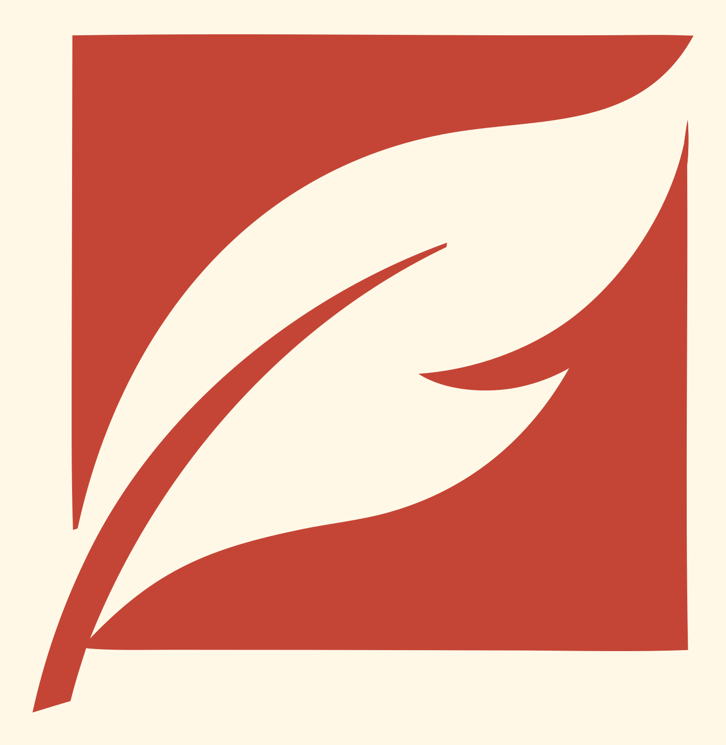 Negative Space Feather Block Icon #fff8e7/#c44536