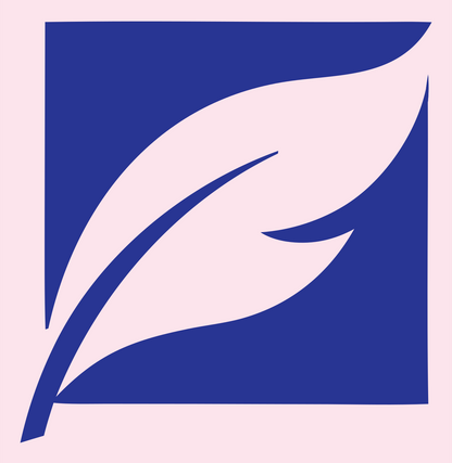 Negative Space Feather Block Icon #fce4ec/#283593