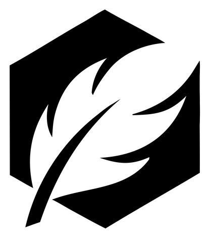 Negative Space Feather Hexagon Logo #ffffff/#000000