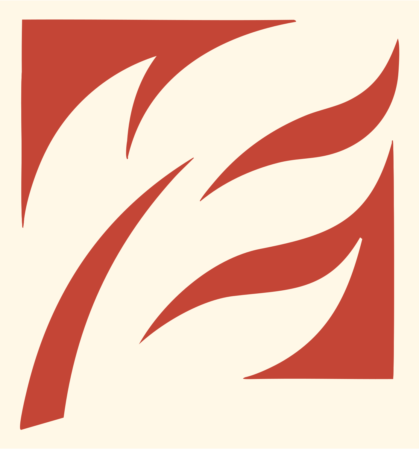 Negative Space Feather Slash Mark #fff8e7/#c44536