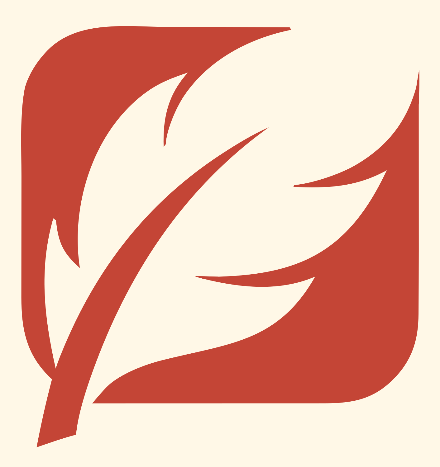 Negative Space Feather Rounded Crest #fff8e7/#c44536