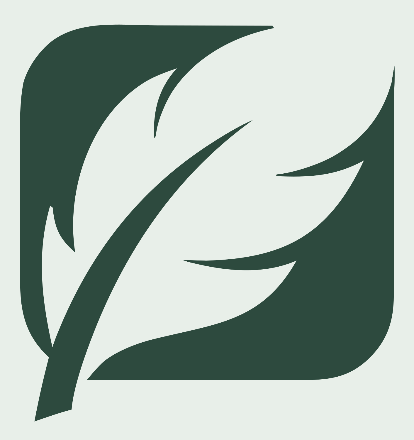 Negative Space Feather Rounded Crest #e8efe9/#2d4a3e