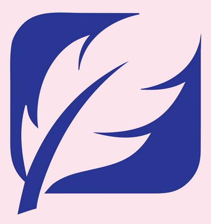 Negative Space Feather Rounded Crest #fce4ec/#283593