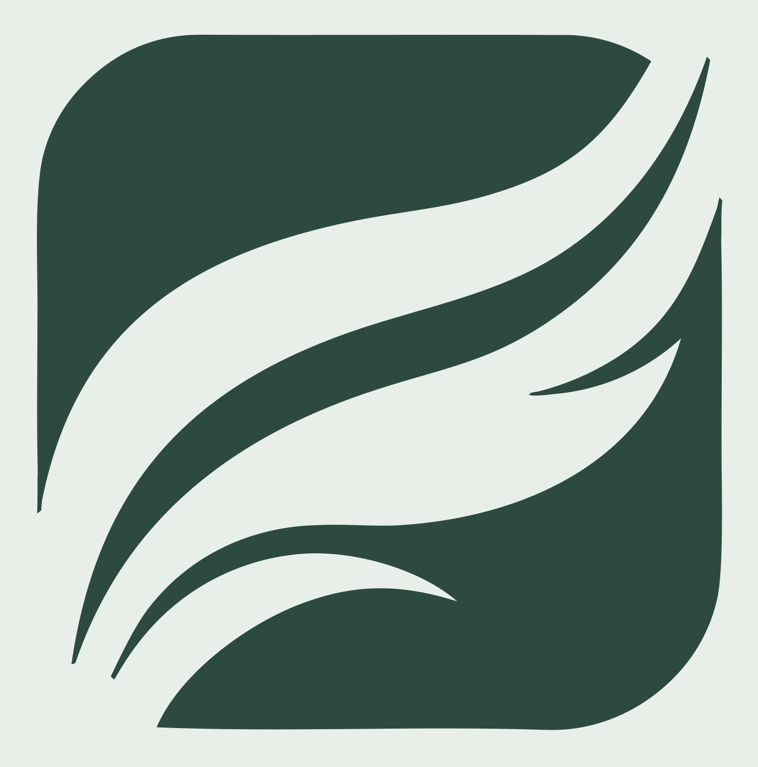 Negative Space Feather Wave Mark #e8efe9/#2d4a3e