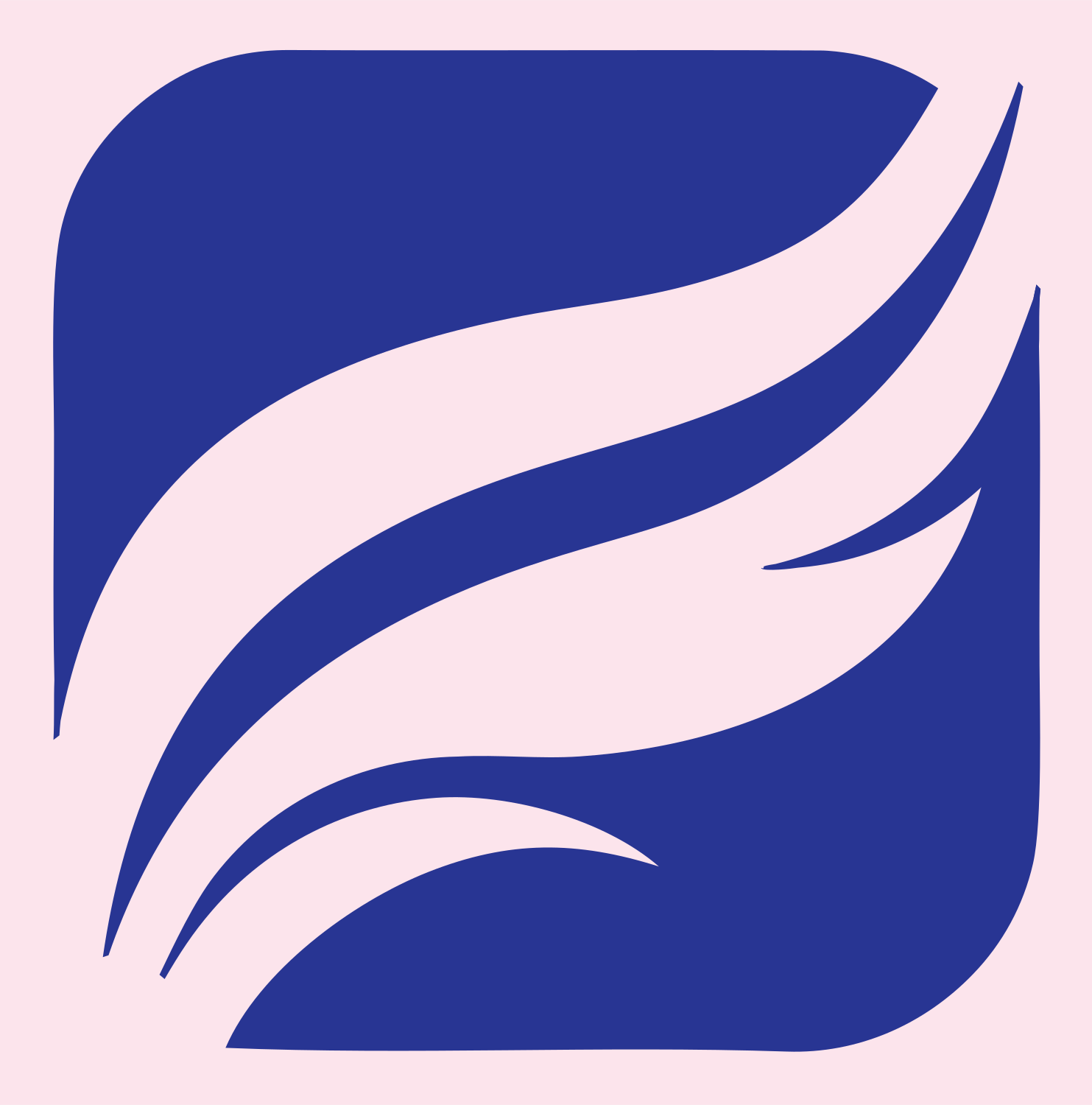 Negative Space Feather Wave Mark #fce4ec/#283593