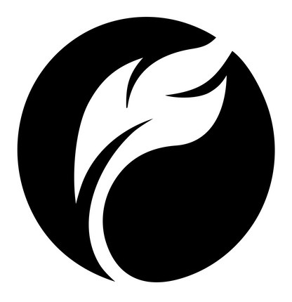 Negative Space Feather Circle Logo #ffffff/#000000