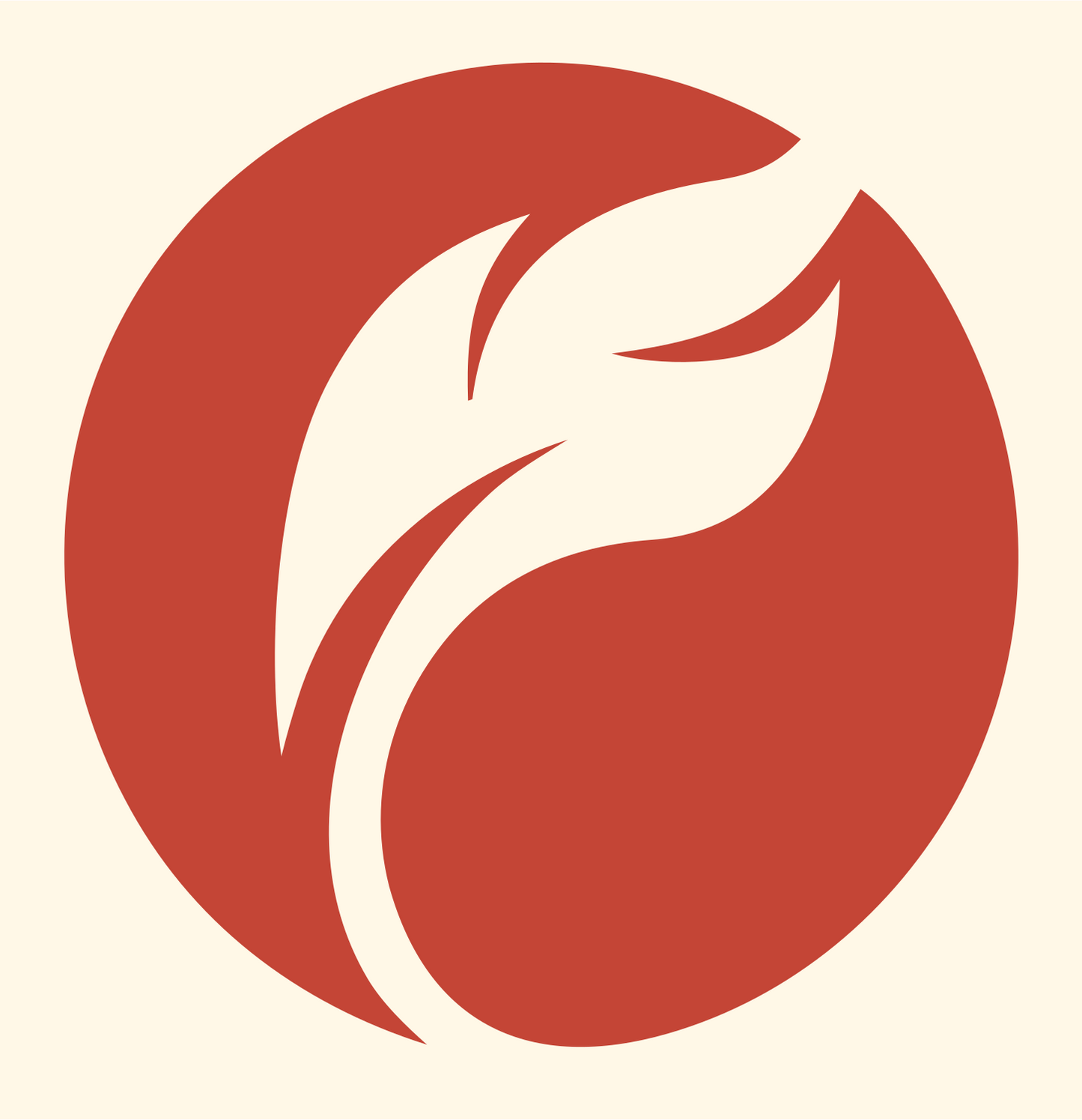 Negative Space Feather Circle Logo #fff8e7/#c44536