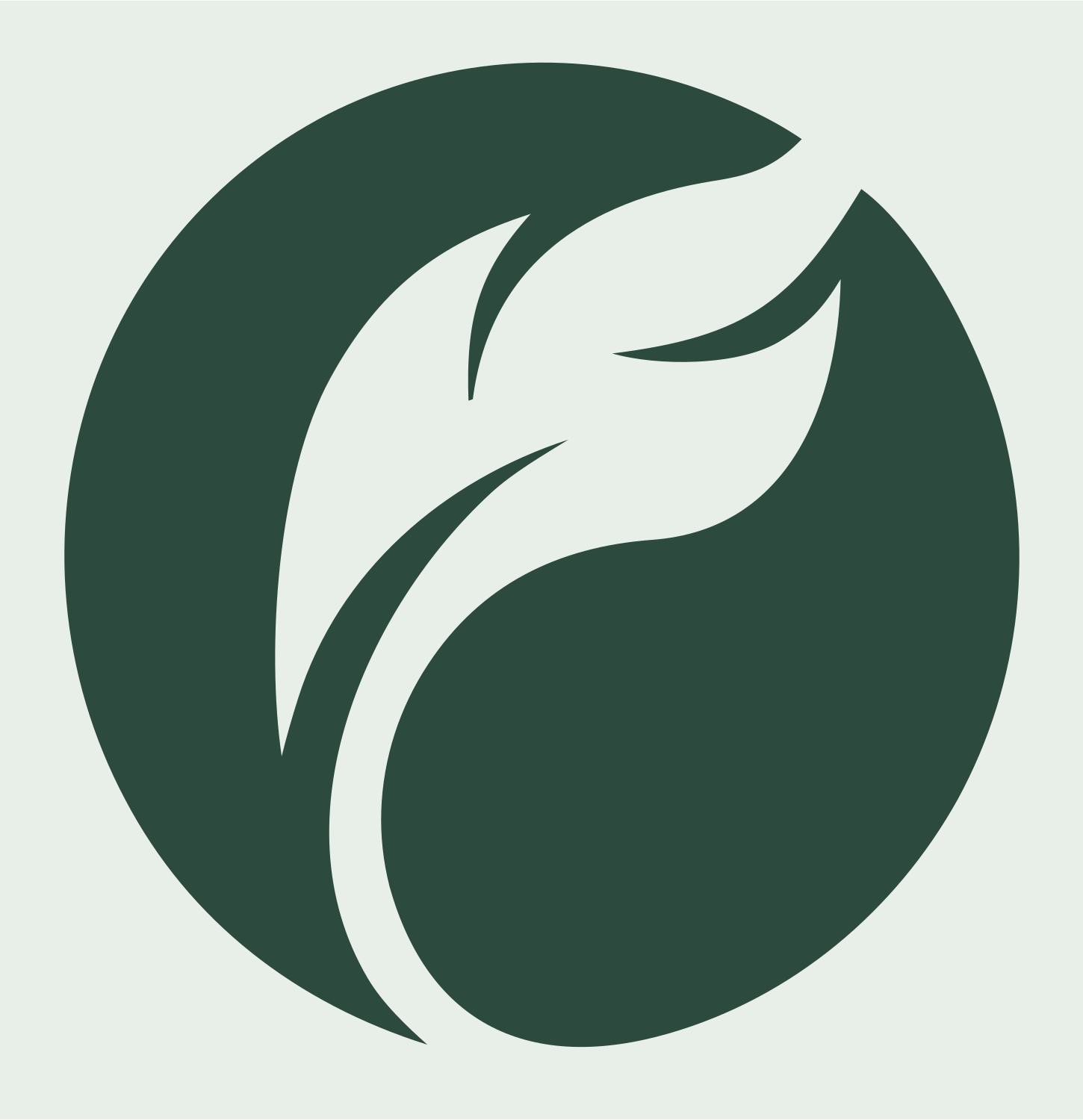 Negative Space Feather Circle Logo #e8efe9/#2d4a3e