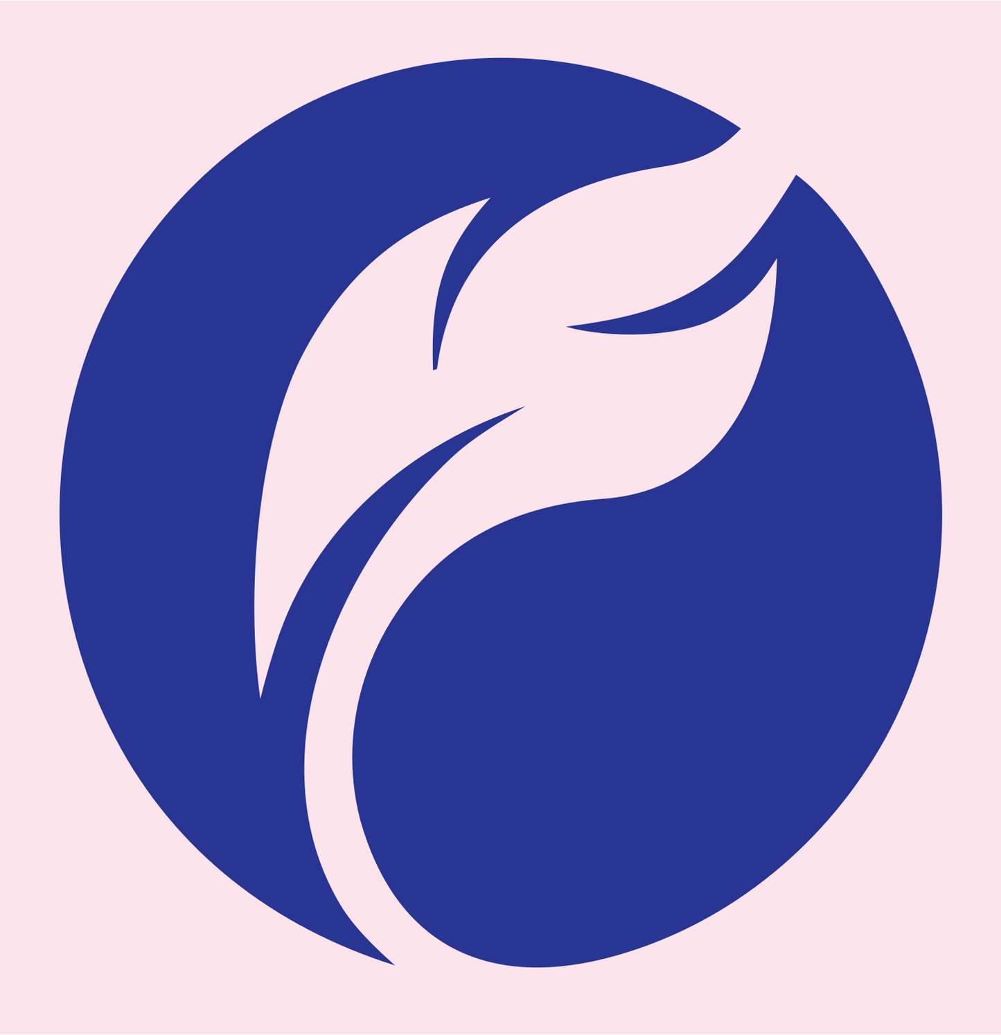 Negative Space Feather Circle Logo #fce4ec/#283593